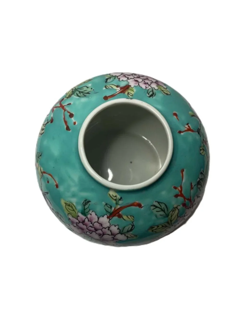Vtg ACF Japanese Porcelain Ginger Jar Vase Turquoise Chinoiserie